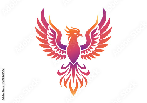 Phoenix. Colorful gradient silhouette of a bird. Vector illustration.