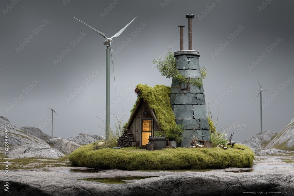 Cozy Eco-Friendly Cottage Surrounded by Nature and Wind Turbines