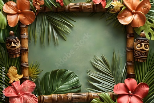 Tropical Luau Frame Featuring Hibiscus and Island Vibes