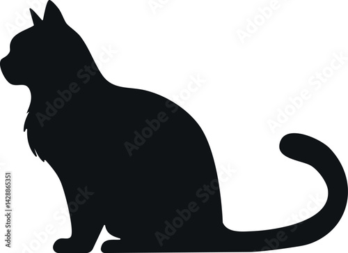 American shorthair cat silhouette illustration