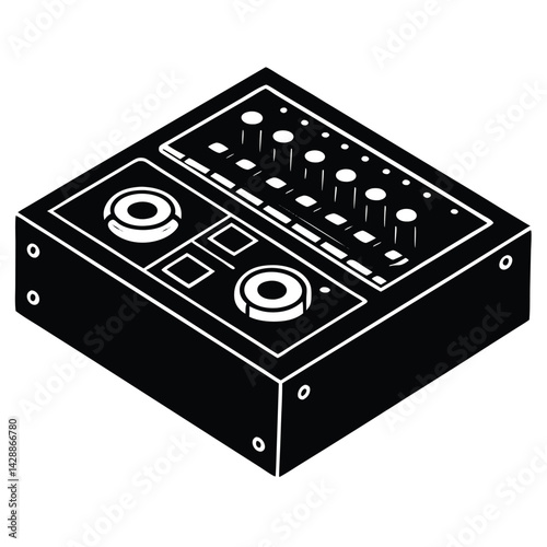 Isolated Black Vector Musician using Element audio interface With White Background