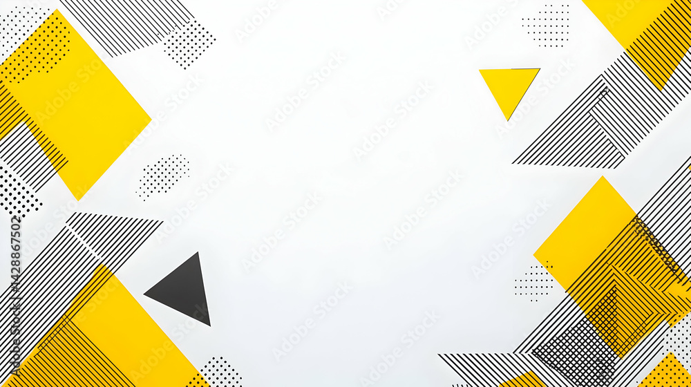 Abstract Geometric Design With Yellow And Black Shapes