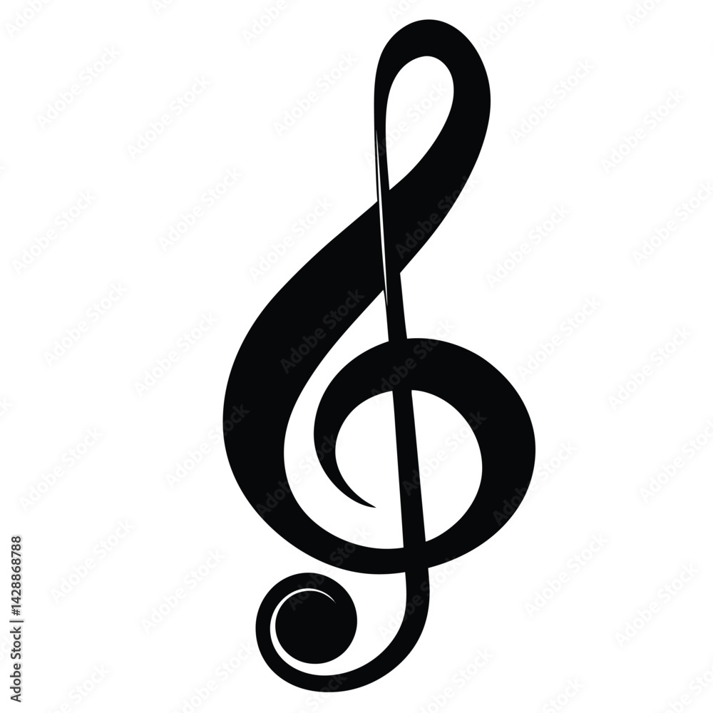 Isolated Black Vector Musician using Element bass clef With White Background Isolated Black Vector Musician using Element bass clef With White Background