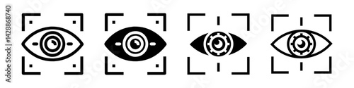 Set of eye scan icons for security or biometric projects. Scalable and editable for tech designs posters or futuristic themed applications
