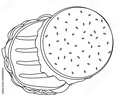 Hand drawn beff burger for picnic illustration