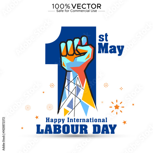 1st May Happy International Labour Day celebration poster banner card design.