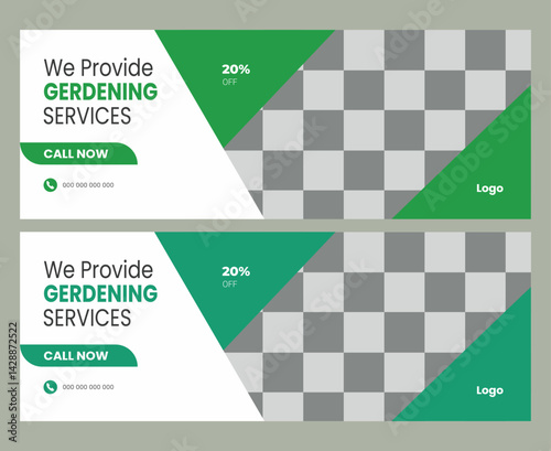  Lawn or gardening service facebook cover or web banner template
