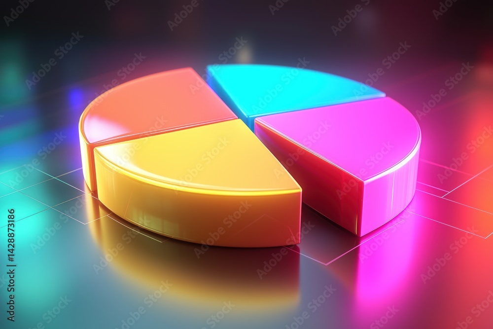 Obraz premium Vibrant Pie Chart Illustrating Data Segments
