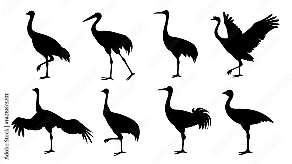 Fototapeta premium set of sandhill silhouette vector on white background