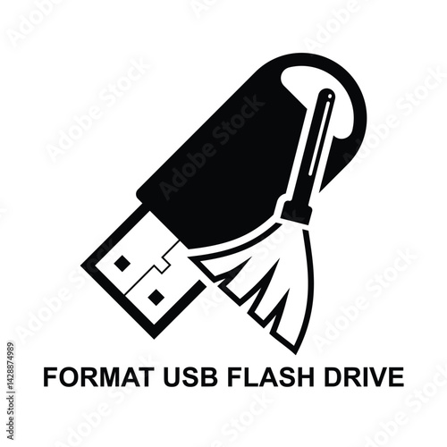 Format usb flash drive icon isolated on background vector illustration.