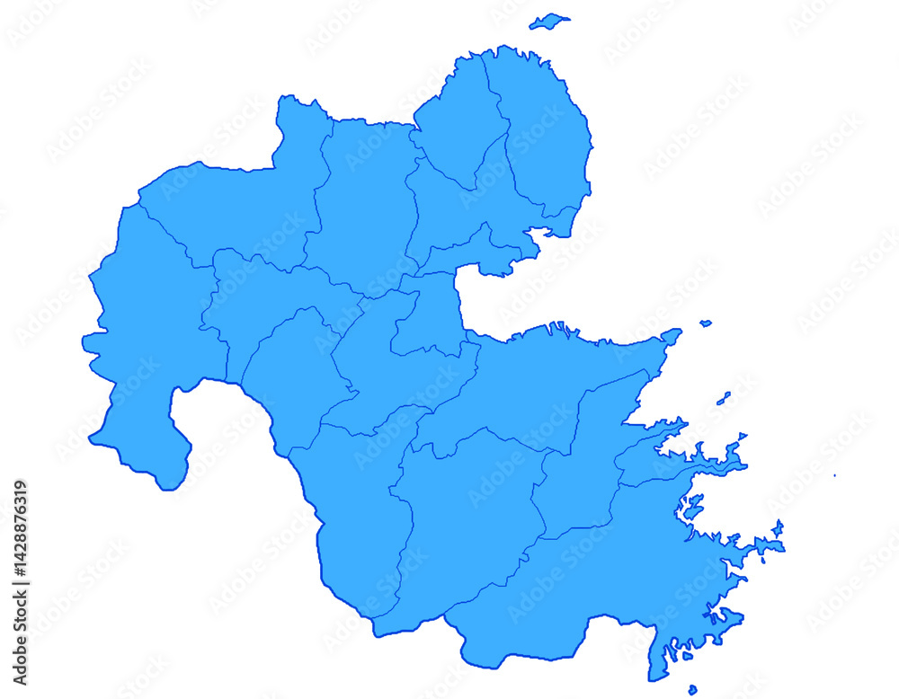 Obraz premium 大分県 地図 ブルー イラスト