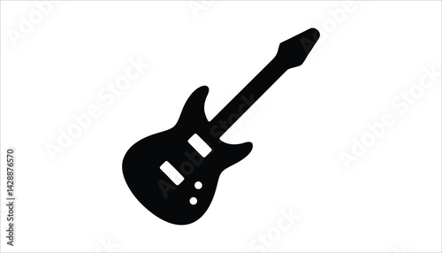Electric Guitar Icon – Black Silhouette with Simple Design