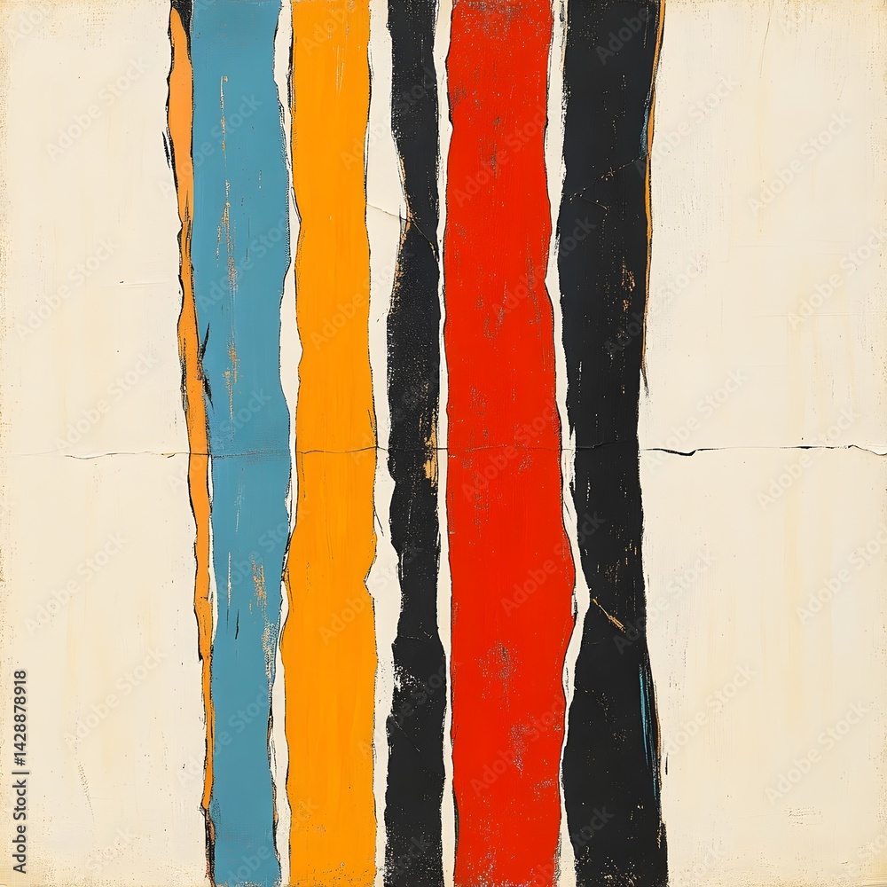 Abstract Colorful Vertical Stripes Painting Art