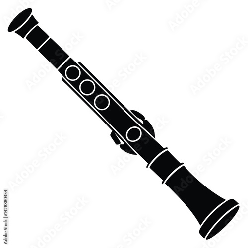 Isolated Black Vector Musician using Element flute With White Background