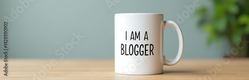 Obraz na płótnie Cute Mug With Print I Am A Blogger For World Bloggers Day w salonie