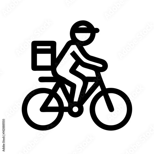 Courier delivering food on bicycle in an active urban setting with copy space