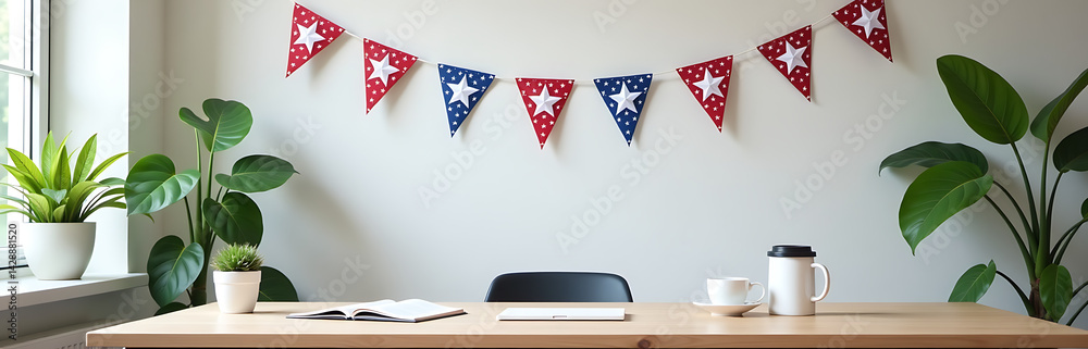 Creative Workplace Setting With Labor Day Decorations Photo Style 11