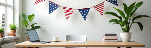 Creative Workplace Setting With Labor Day Decorations Photo Style 9