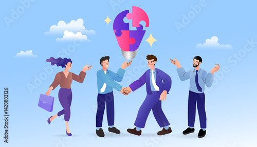 Hiring human for new project by Human resorce. group of people building recruiting team members completing the team for successful work efficiency, completing the team by completing the jigsaw puzzle