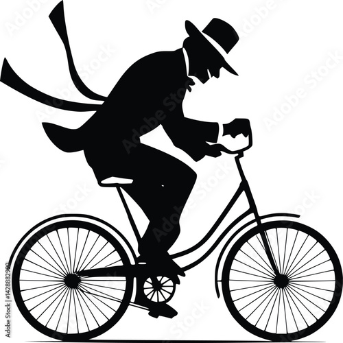 silhouette of a man riding a bicycle