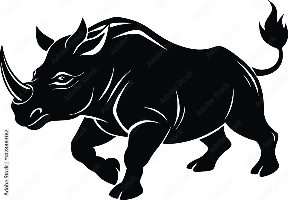 Obraz premium Rhino Charging Silhouette