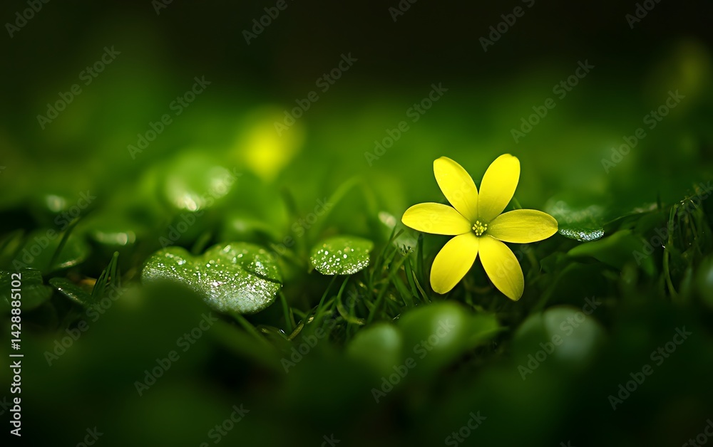 Obraz premium Vibrant Yellow Flower in Lush Green Meadow AI Art