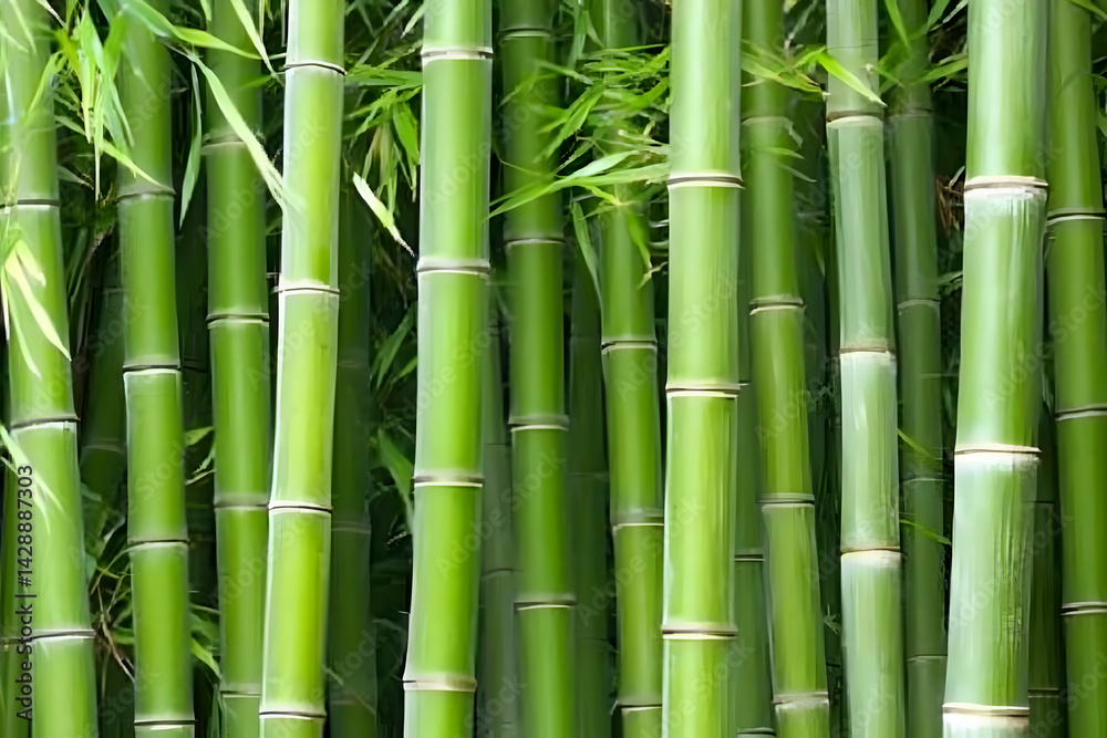 Fototapeta premium Vibrant Green Bamboo Forest Background Texture