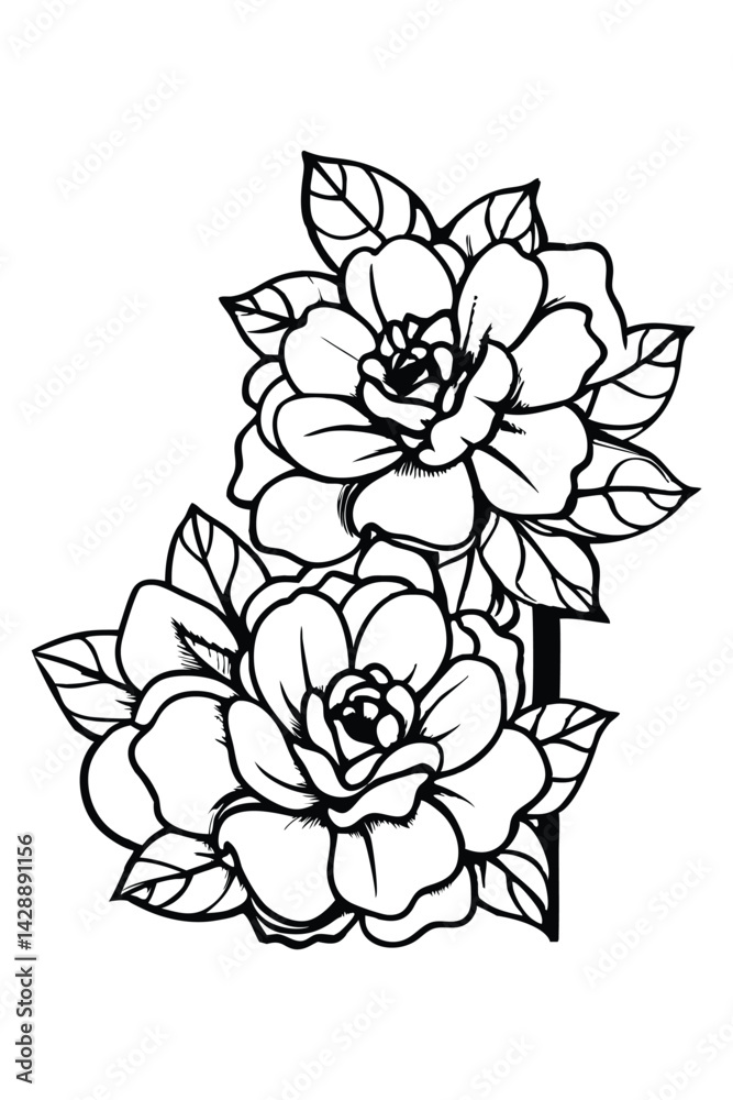 Fototapeta premium Elegant single line peony illustration, minimalist and modern floral drawing, black outline on white background, vector