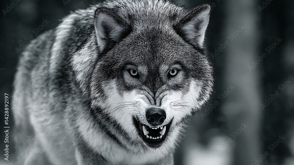 Naklejka premium Gray wolf close-up