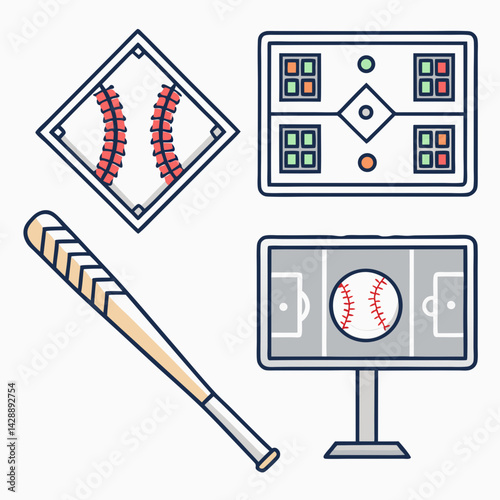 Design a bold, vector icon of a classic baseball scoreboard, emphasizing strong strokes and clear readability.  Include numbers and potentially a team name area.