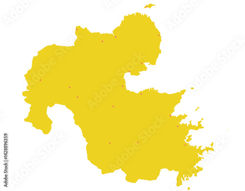 大分県　地図　黄色　斑点　イラスト