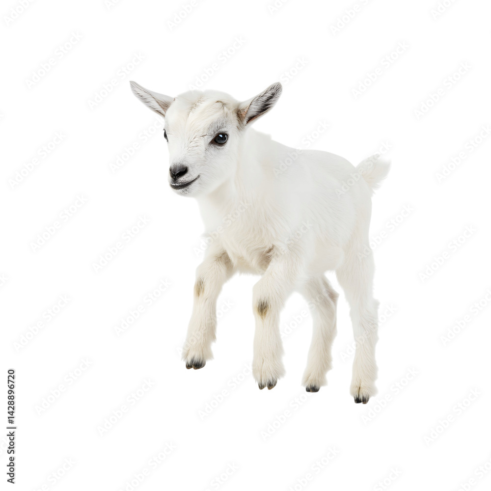 Fototapeta premium Lifelike Baby Goat Glancing to the Side