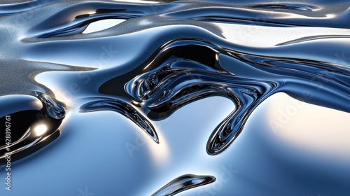 enthralling abstract visualization showcasing the interplay of liquid textures and shimmering reflective surfaces creating an engaging interplay of light and shadow in dynamic form