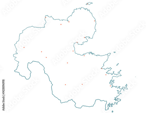 大分県　地図　白　斑点　イラスト