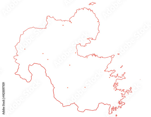大分県　地図　白　斑点　イラスト