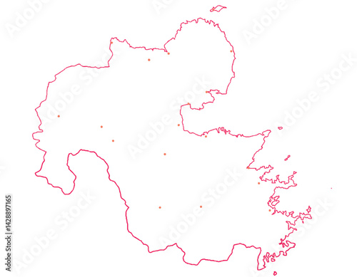 大分県　地図　白　斑点　イラスト