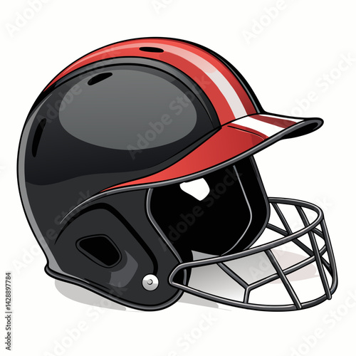 Design a bold, modern vector illustration of a baseball helmet with a thick, prominent stroke.  Include clean lines and a minimalist aesthetic.