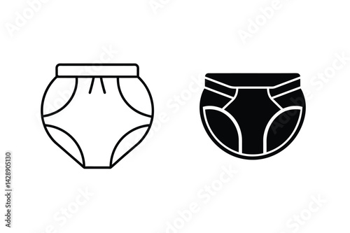 Diaper Icon Design Simple Nappy Outline And Solid Vector Illustration