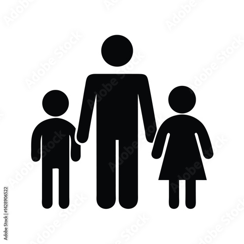 Family with Two Children Vector Illustration