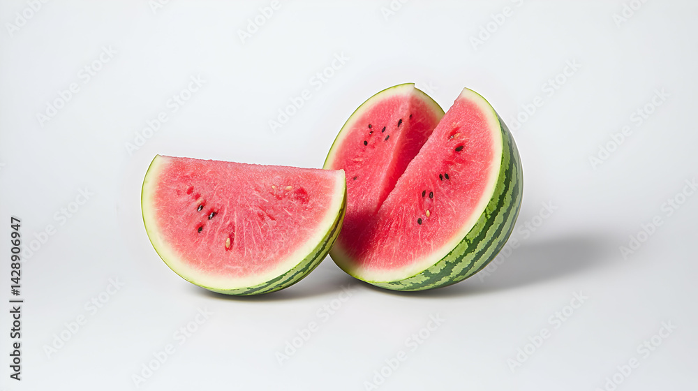 Fresh Watermelon Slices On White Background Fresh Watermelon Slices On White Background