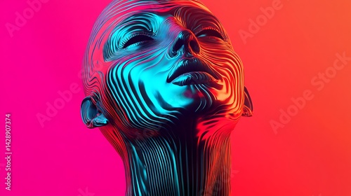 a woman face adorned with vibrant abstract paint strokes
