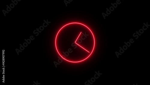 Glowing neon clock icon 