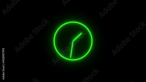 Glowing neon clock icon 