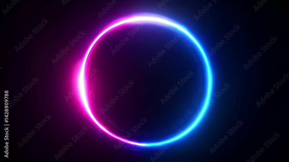 neon glowing circle ring with pink and blue light on black neon glowing circle ring with pink and blue light on black