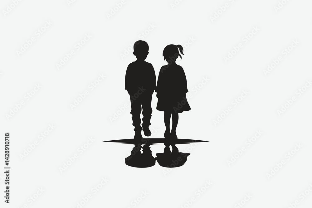 Silhouette of children's Silhouette of children's