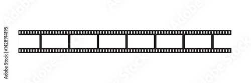 Film strip reel icon. Cinema or movie roll with frames. Blank negative film. Retro black and white film tape of 35mm. Video tape, photo film strip frame on isolated white background. Vector 