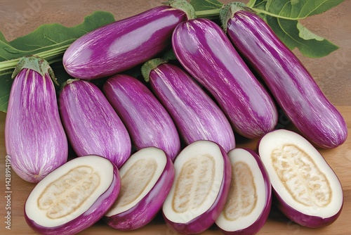 Wallpaper Mural Striped Eggplants Fresh Purple Vegetables Harvest Torontodigital.ca