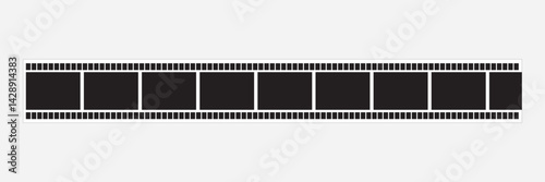 Film strip reel icon. Cinema or movie roll with frames. Blank negative film. Retro black and white film tape of 35mm. Video tape, photo film strip frame on isolated white background. Vector 