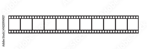Film strip line icon simple design, film strip icon used for videography elements, cinema reel. Filmstrip with frames, photo and videos for camera.
