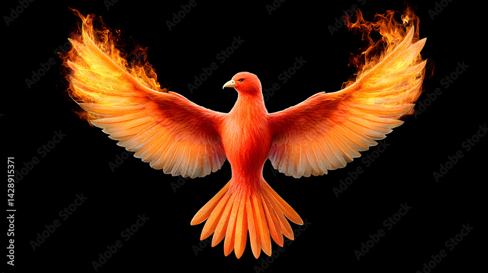 Fototapeta premium Fiery Phoenix Rising from the Ashes